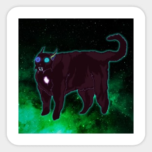 cat space demon art neon animal parody Sticker